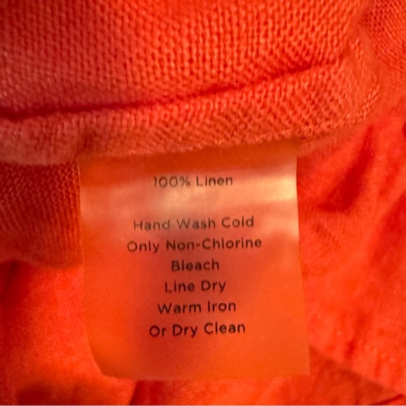 Talbots Irish 100% Linen Shirt Women’s Size 12 Button Up Sleeve Pink/coral - Picture 6 of 6